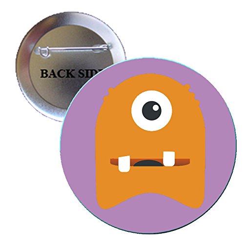 One Eyed Orange Monster Halloween Party Pinback Button Brooch 1.25-inch Default Title