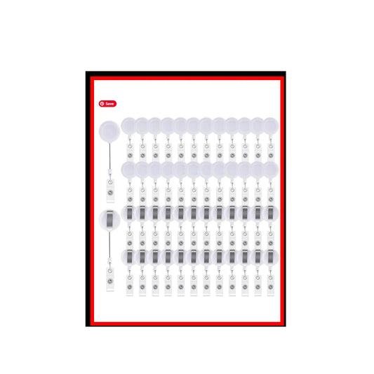 50 Pieces Retractable Badge Holder Reels with Swivel Alligator Clip, ID Card Holder Name Badge Reel Clips for Students Teachers Office Workers (White)