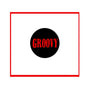 Groovy pinback button with black circle and red and green GROOVY text