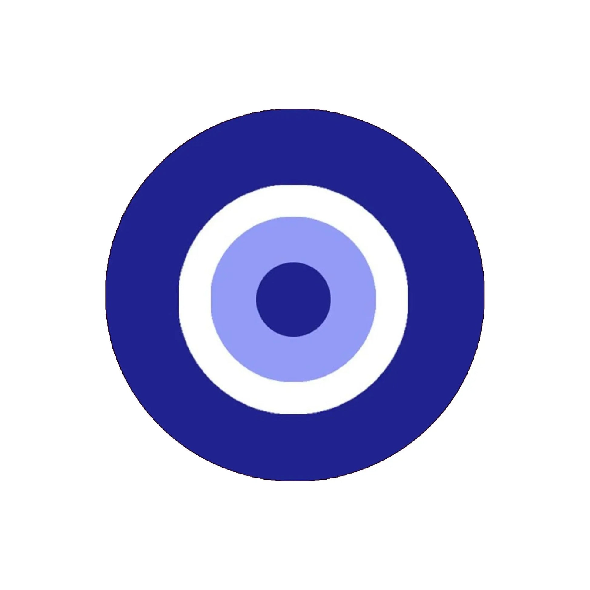 Blue evil eye charm in circular aluminum pendant design