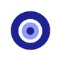 Blue evil eye charm in circular aluminum pendant design