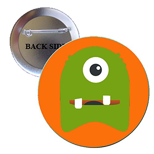 One Eyed Green Monster Halloween Party Pinback Button Brooch 1.25-inch Default Title