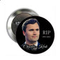 Small circular pinback button with Charlie Kirk portrait and RIP 1993–2025 text
