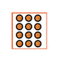 Set of 12 round basketball pinback badges, orange ball with black lines