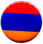 Round Armenia flag enamel pin with red, blue, and orange horizontal stripes