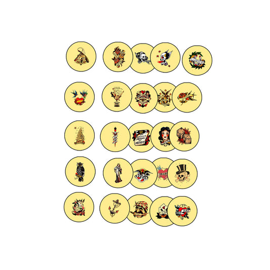 Tatoo Art Artistic Traditional Classic Skull Dice Sailor 2.25" Pinback for Jackets, Backpacks, etc.