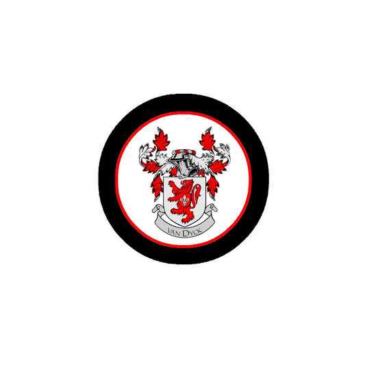 Van Dyck Family Crest 3-inch Coat of Arms Round Pinback Badge Brooch Pin Back Default Title