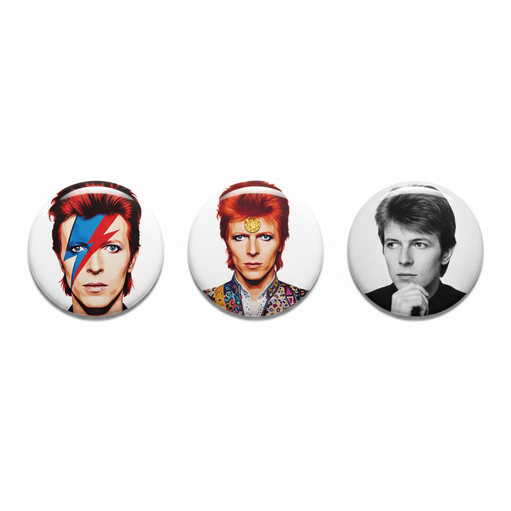 3 Pcs David Bowie Button Pinback 2.25-inch