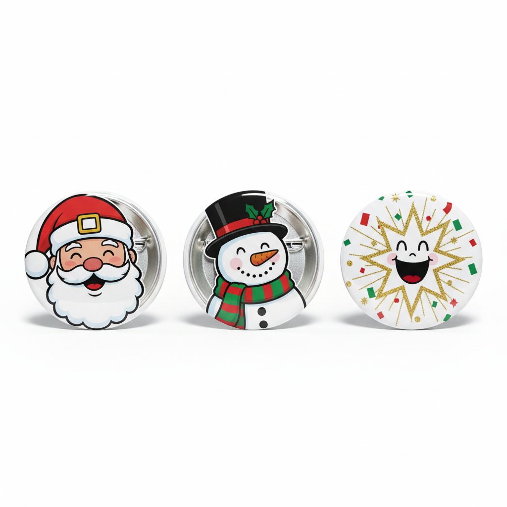 3 Pcs Festive Face Button Pinback 2.25-inch