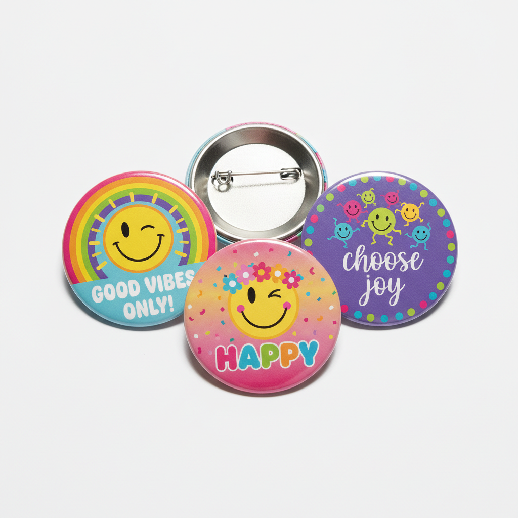 3 Pcs Fun Happiness Pinback 2.25-inch
