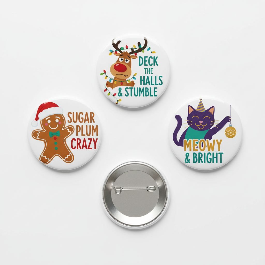 3 Pcs Funny Festive Pinback 2.25-inch