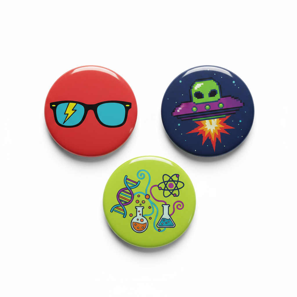 3 Pcs Geek Nerd Button Pinback 2.25-inch