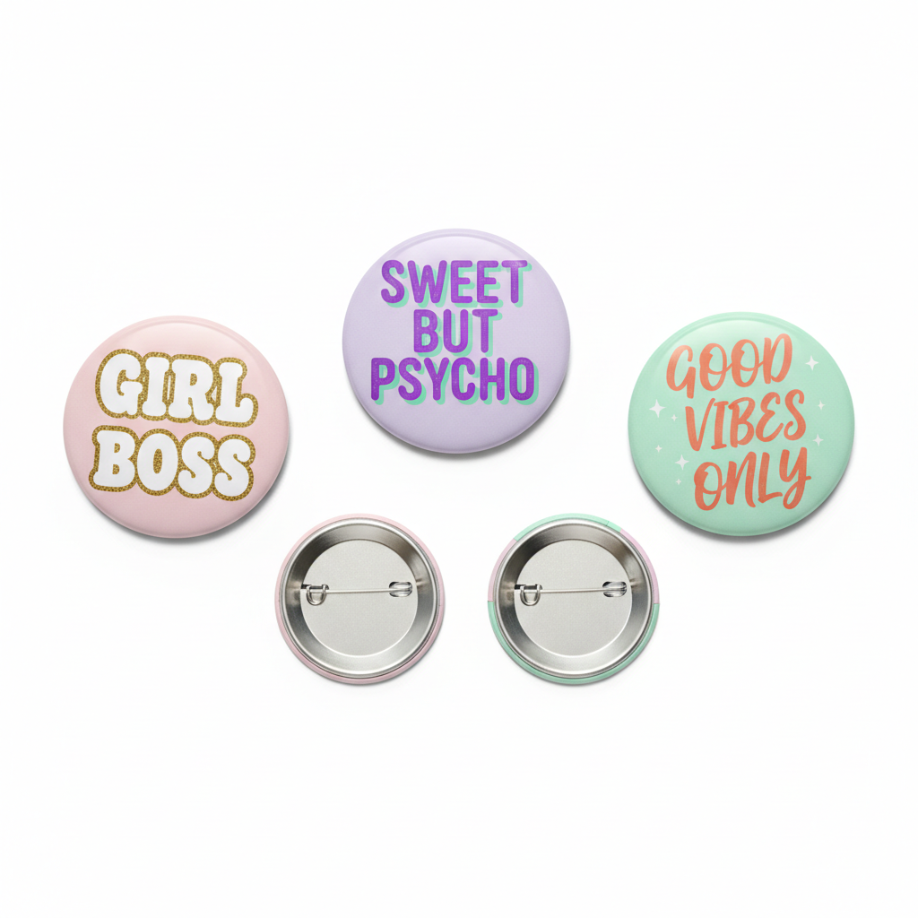 3 Pcs Girly Sayings Button Pinback 2.25-inch