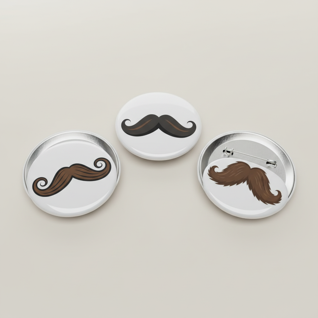 3 Pcs Movember Tash Pinback 2.25-inch