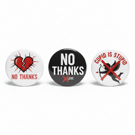 3 Pcs Anti Valentine’s Pinback 1.25-inch