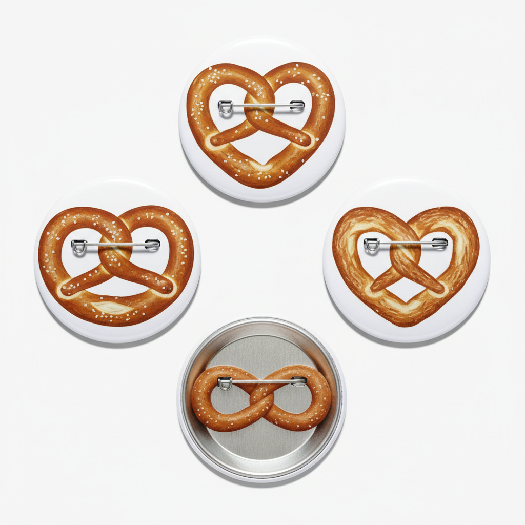 3 Pcs Set Pretzels Pinback 1.25-inch