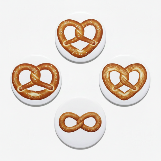3 Pcs Set Pretzels Pinback 1.25-inch Mypinbacks.com