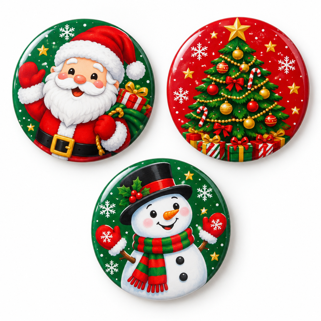 3 Pcs Sweet Christmas Pin Button 2.25-inch