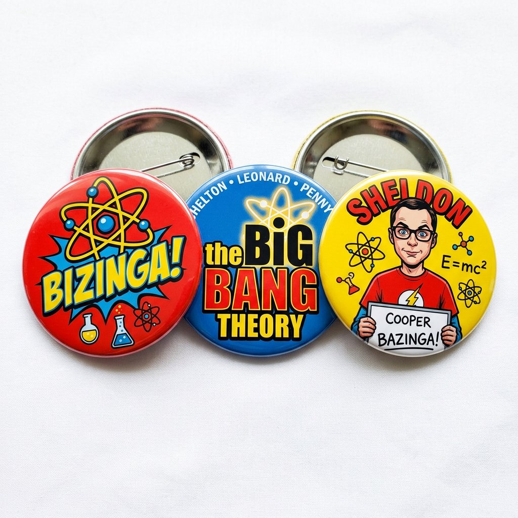3 Pcs The Big Bang Theory Pin Button 2.25-inch
