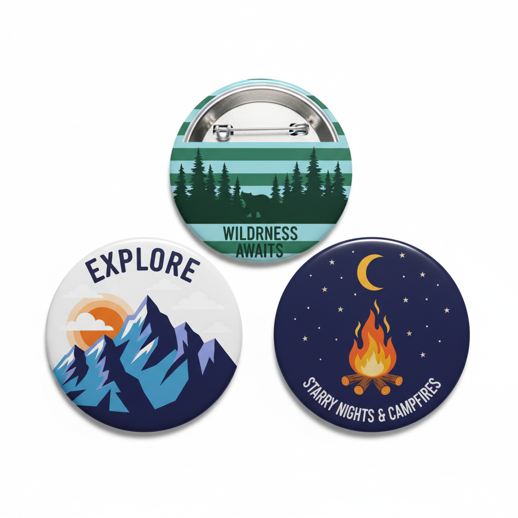 3 Pcs The Great Outdoors Pinback 2.25-inch