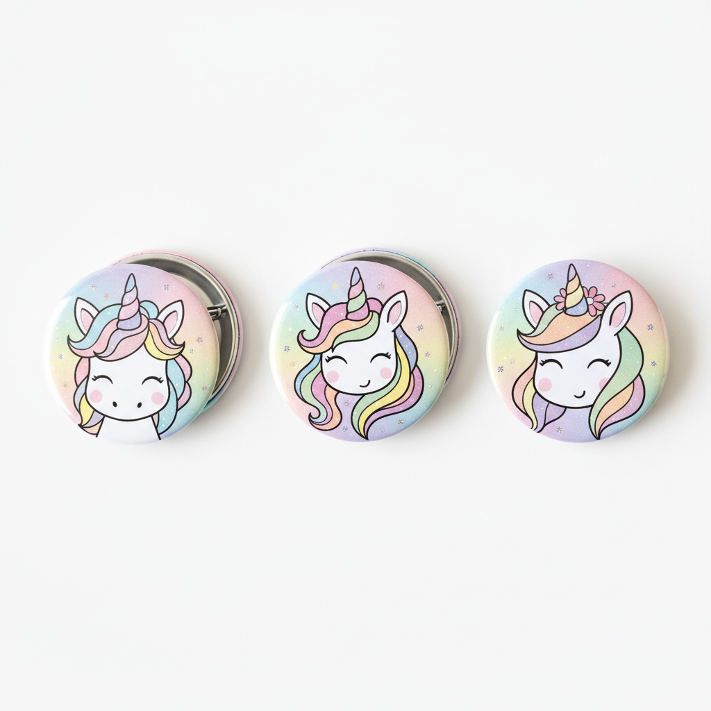 3 Pcs Unicorn Button Pinback 2.25-inch