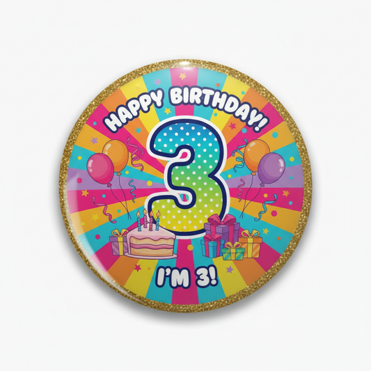 3 Year Old Birthday 2.25-inch Pinback