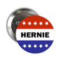 Voting-style pinback button with stars-and-stripes design and 'HERNIE' text