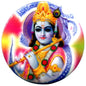 Hindu trance pinback button featuring Lord Vishnu with Aum Om symbol