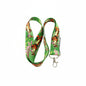 Green lanyard with multicolor character print, metal clasp and keyring