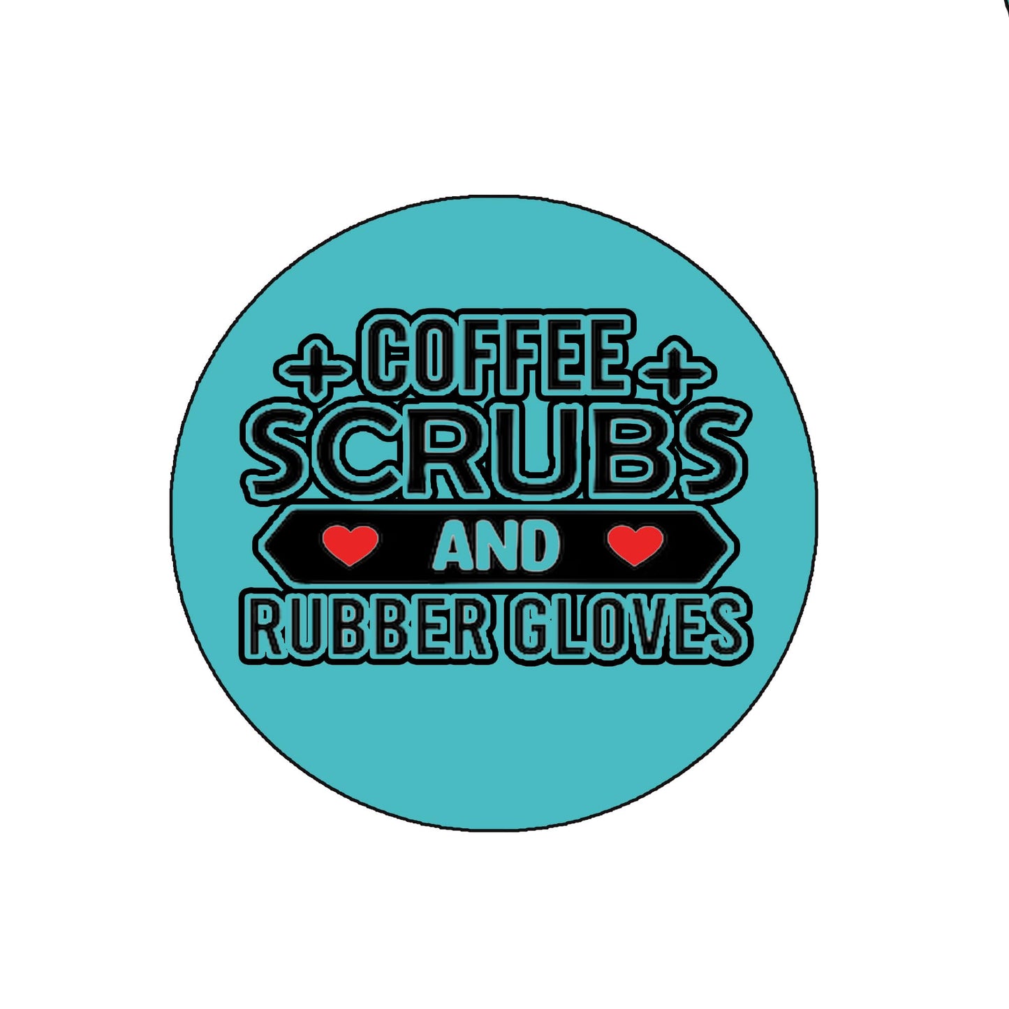 Coffee Scrubs and Rubber Gloves Badge Reels Cute Felt Retractable Badge Reels Themed Badge Holders Gift for Nurses Doctors ID Badges Name Cards Lanyards Holidays 1.45"