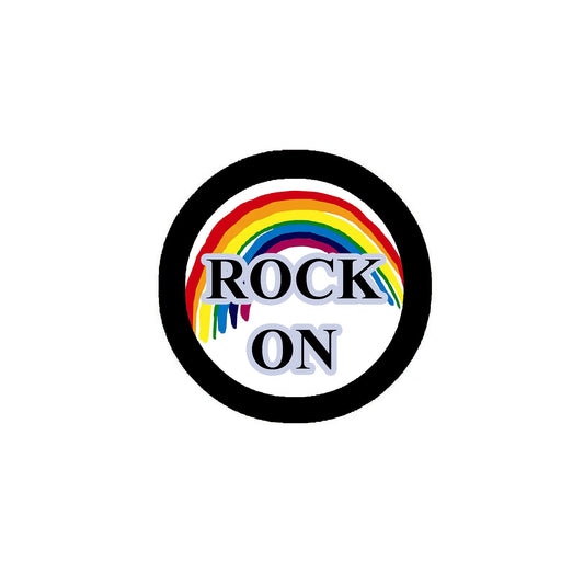 Rainbow Rock On 2.25-inch Pinback Button Pin Brooch Default Title