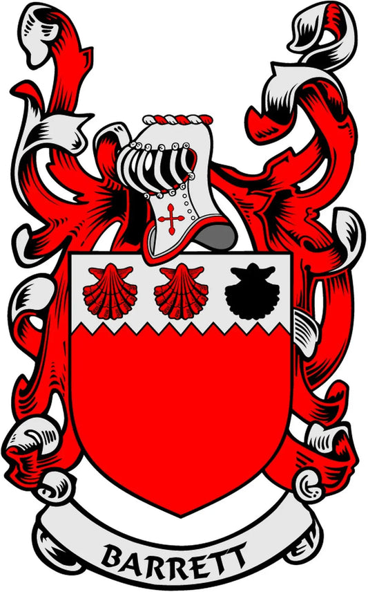Barrett Family Crest 3-inch Coat of Arms Pinback Default Title