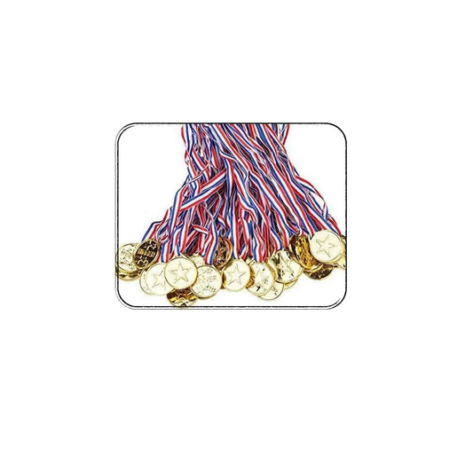 12 Pcs Children's Gold Plastic Winner Medals for Kids Golden Awards