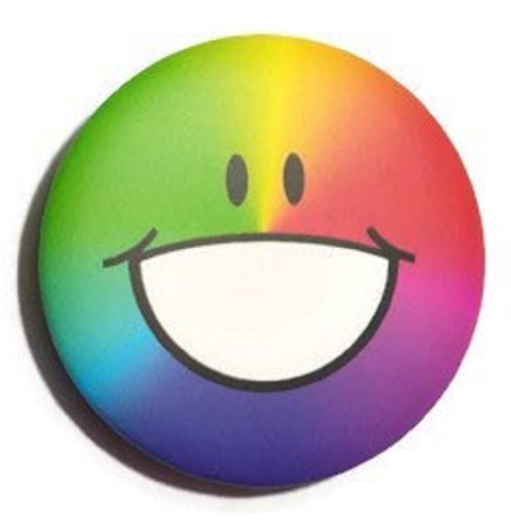 Chic Grin Emoticon Multicolor Pin Badge Button 1.75 Inches