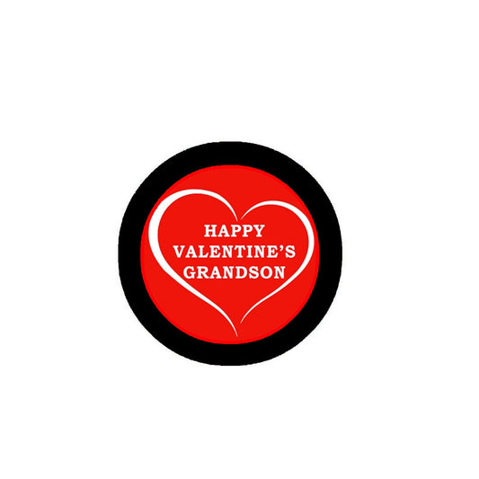 Happy Valentine's Day Grandson 2.25" Badge Brooch Pin Pinback for Jackets, Backpacks, etc.