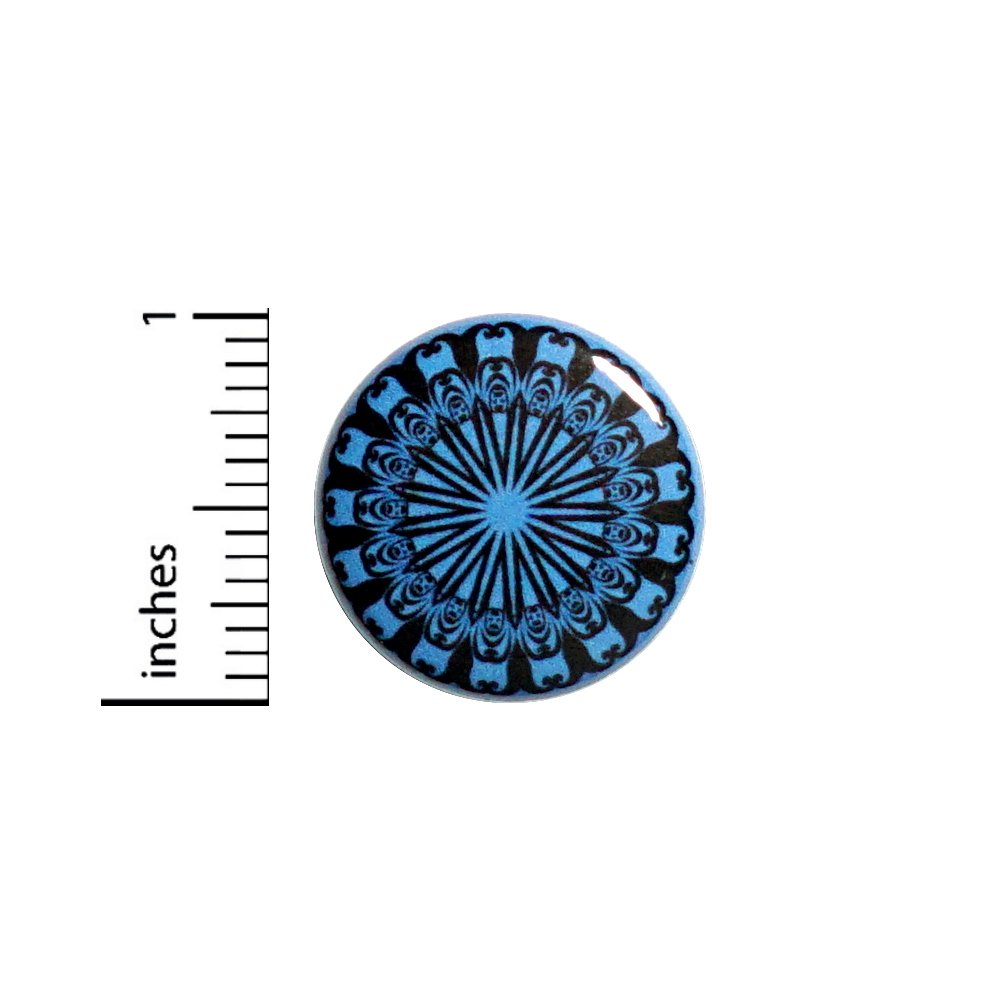 Cool Mandala Button Blue Black Style Design Rad Awesome Backpack Jacket Pin 1 Inch 45-22
