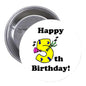 1.25-inch round pinback button, white with “Happy 5th Birthday!” and yellow 5