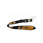 Black Harley-Davidson motorcycle lanyard keychain holder with orange logo and metal keyring