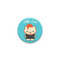 2.25-inch pinback button with Hello Coco character on teal background