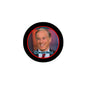 Howard Dean pinback button, circular black frame with red ring and portrait photo