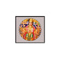3-inch Hindu deity pinback button with colorful circular artwork and black border