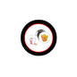 Round pinback button set with black and red rim, Chinese takeout food icons