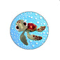 Felt retractable badge reel with circular blue sea turtle graphic