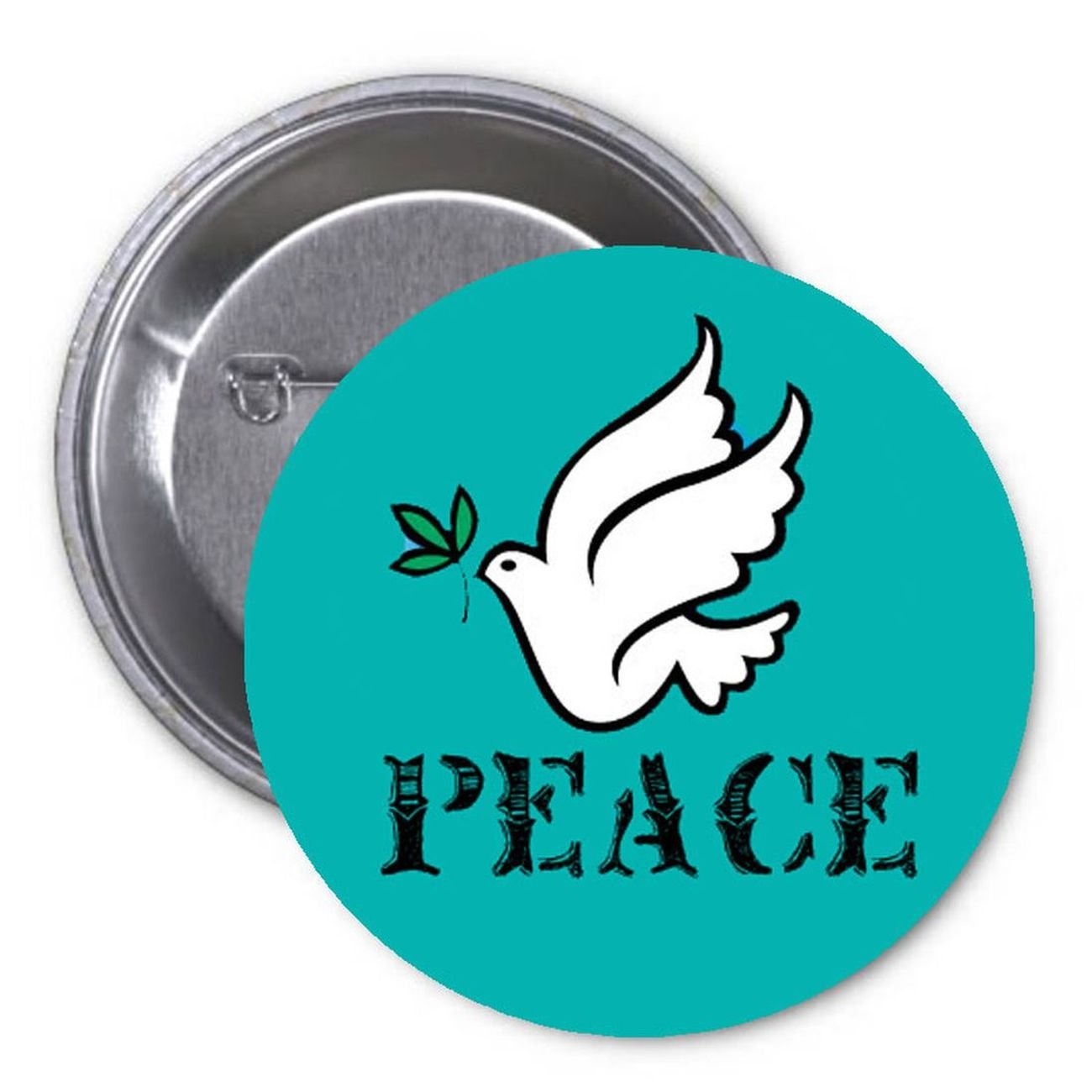 Love Peace 1.25-inch Pinback Button Pin Love Dove Blue Green Default Title