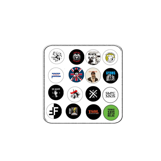 12 Pcs Button Pin-Back Badges Rebel Punk Rock Bands 1980s Set Music Artists Styles 1.25"