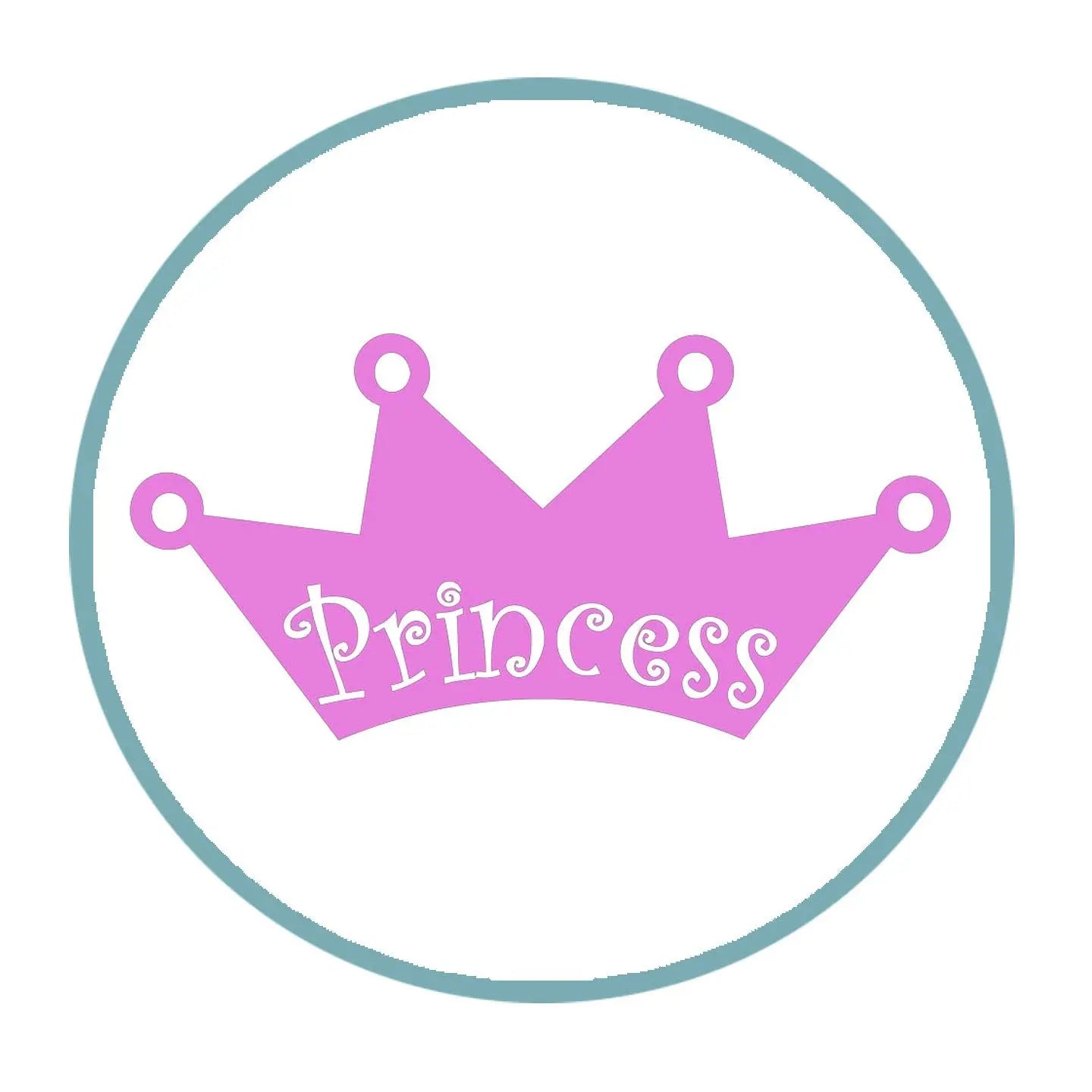 Princess pink crown pin-back badge, 1.25-inch round