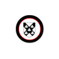Connolly family coat-of-arms magnet, circular black and red ring with shield emblem