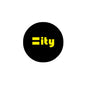 Round black pinback badge with yellow "Equality" lettering