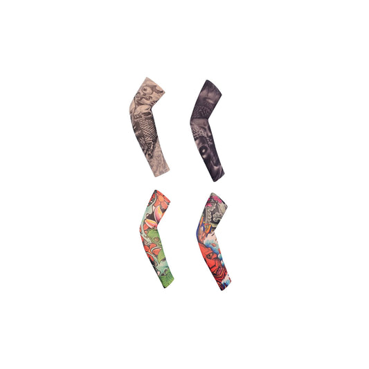 Rosella's 1 Pc Bandage Sunscreen Fake Tattoo Sleeves UV Cool Arm Sleeves Anti-slip Cuffs Breathable Sport Elastic Oversleeve Arm Warmer Asst Styles