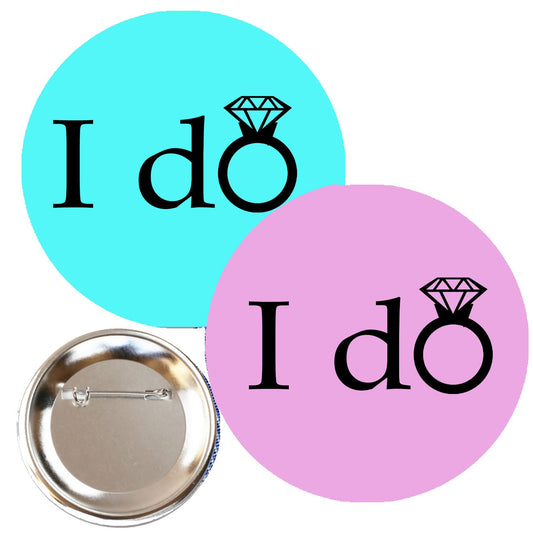 2 Pcs Set I do Pinback Button Pin for her and him - Wedding Engagement Bachelor
